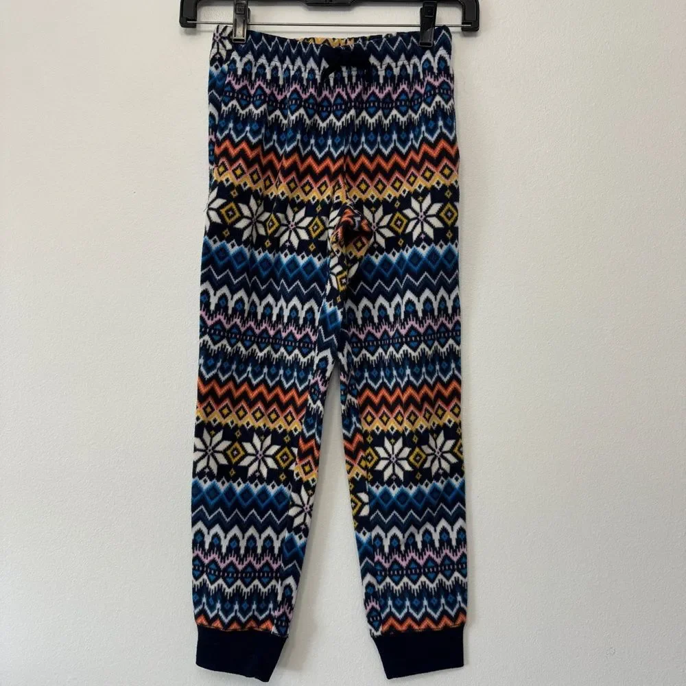 Fleece Pajama Pants White Fair Isle Lounge Girls Pants Old Navy Size 8